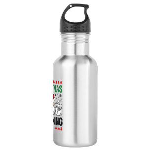 Christmas Is Coming Santa Snowman Design Stainless Steel Water Bottle