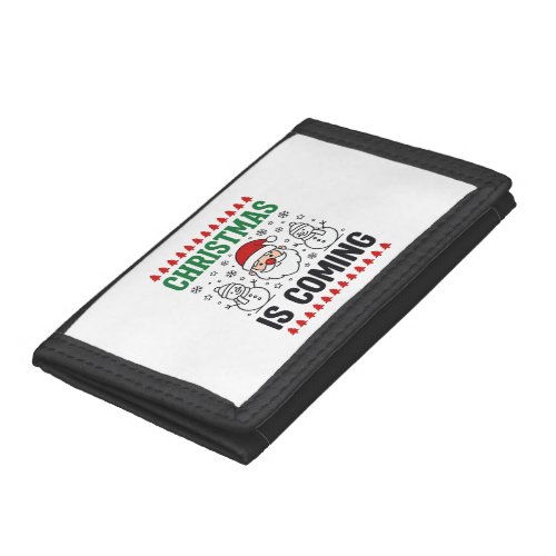 Christmas Is Coming Santa Snowman Design Tri-fold Wallet