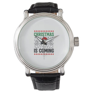 Christmas Is Coming Santa Snowman Design Watch