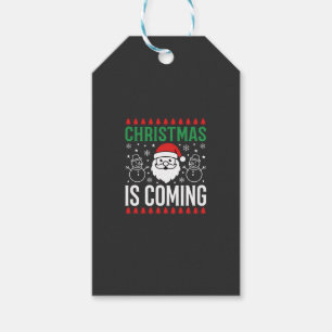 Christmas Is Coming Santa Snowman Gift Tags