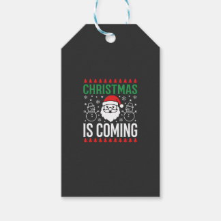 Christmas Is Coming Santa Snowman Gift Tags