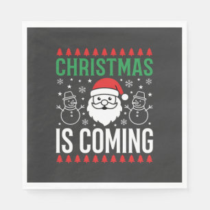 Christmas Is Coming Santa Snowman Napkins