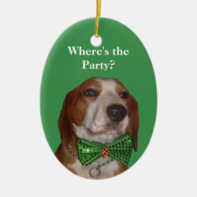 Christmas is for Beagles Too Ceramic Ornament (Front)