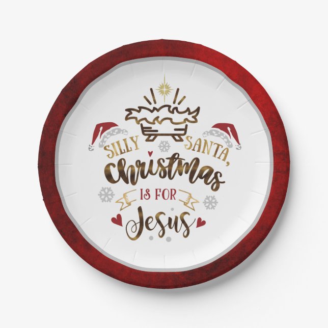 CHRISTMAS IS FOR JESUS Cute Kids Party Paper Plates (Front)