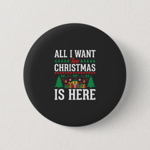 Christmas Is Here Holiday Tree Gift Button