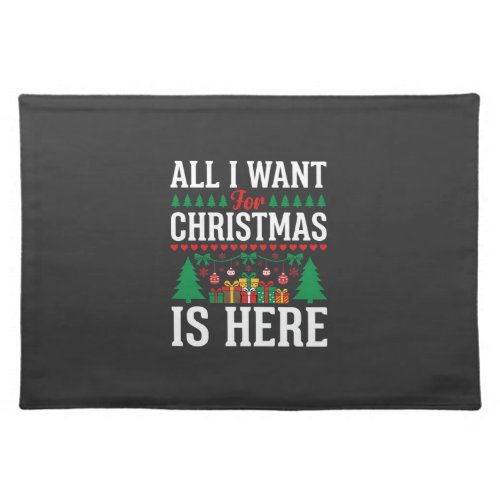 Christmas Is Here Holiday Tree Gift Cloth Placemat