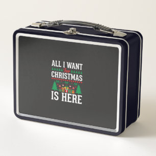 Christmas Is Here Holiday Tree Gift Metal Lunch Box