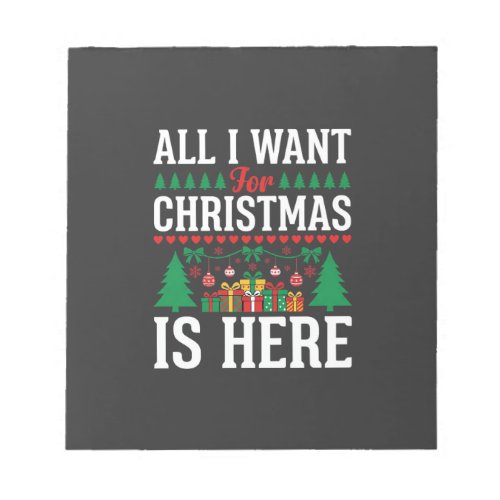 Christmas Is Here Holiday Tree Gift Notepad