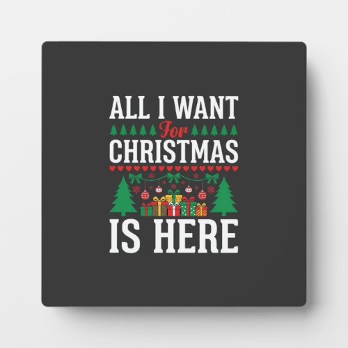 Christmas Is Here Holiday Tree Gift Plaque