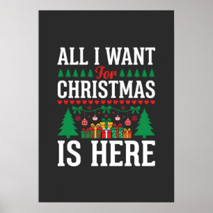 Christmas Is Here Holiday Tree Gift Poster