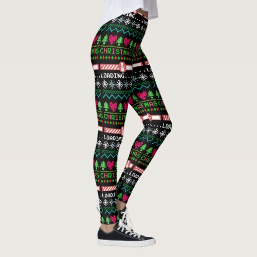 Christmas Is Loading Funny Ugly Christmas Sweater Leggings