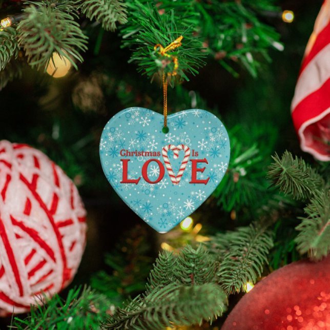 Christmas is Love Snowflake Personalized Ceramic Ornament (Creator Uploaded)