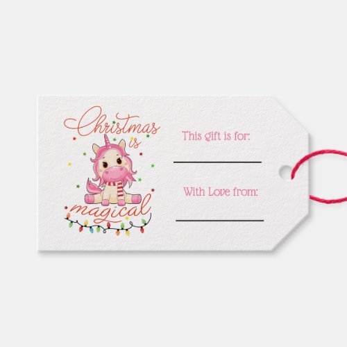 Christmas Is Magical Little Unicorn Gift Tags