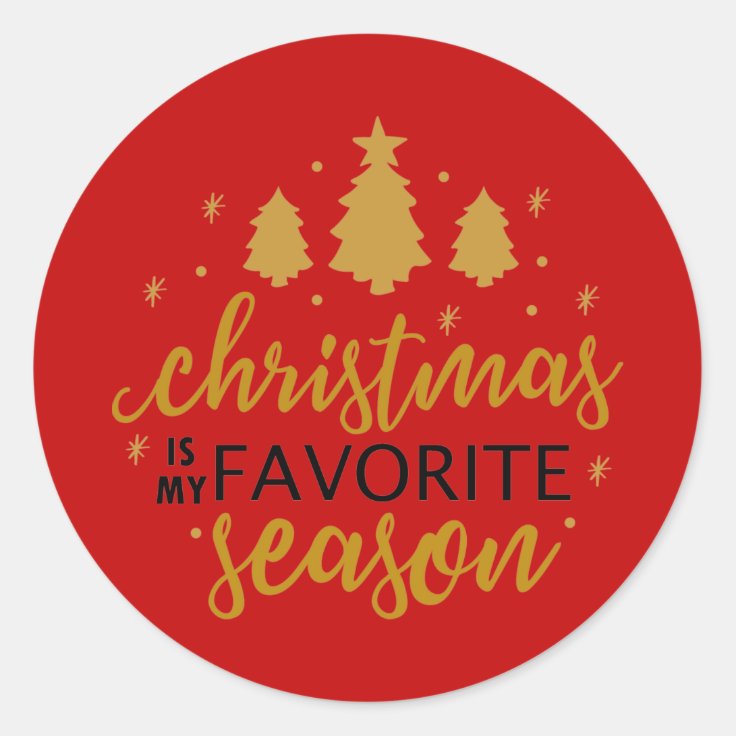 christmas-is-my-favorite-word-art-classic-round-sticker-zazzle