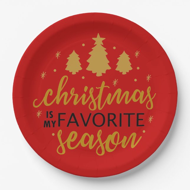 Christmas Is My Favorite Word Art Paper Plates (Front)