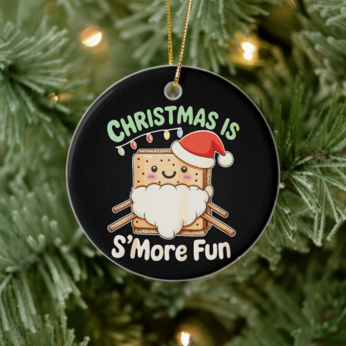 Christmas Is S'more Fun Santa Hat Camping Xmas Ceramic Ornament