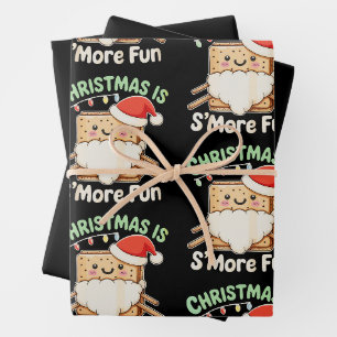 Christmas Is S'more Fun Santa Hat Camping Xmas Wrapping Paper Sheets
