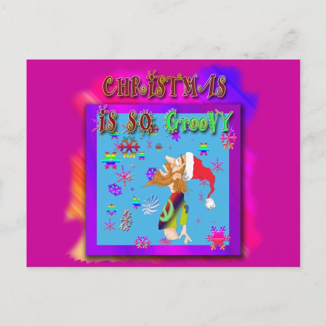 Christmas Is So Groovy Holiday Postcard (Front)