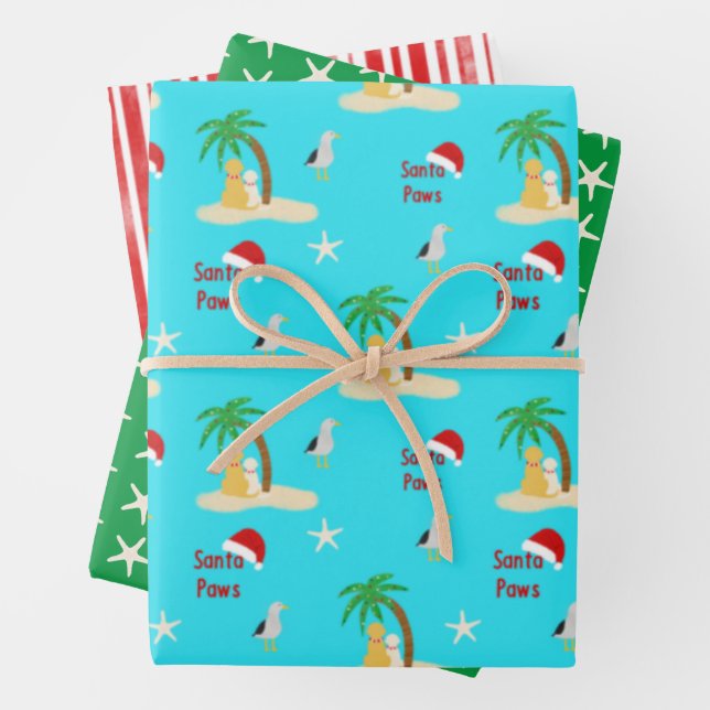 Christmas Island Dogs Gift Wrap Set of 3 (In situ)
