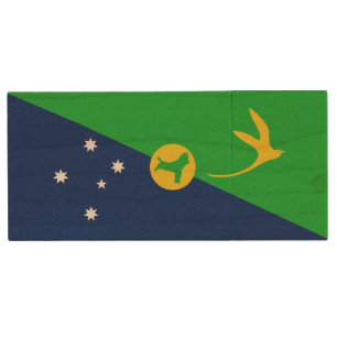 Christmas Island Flag Wood Flash Drive