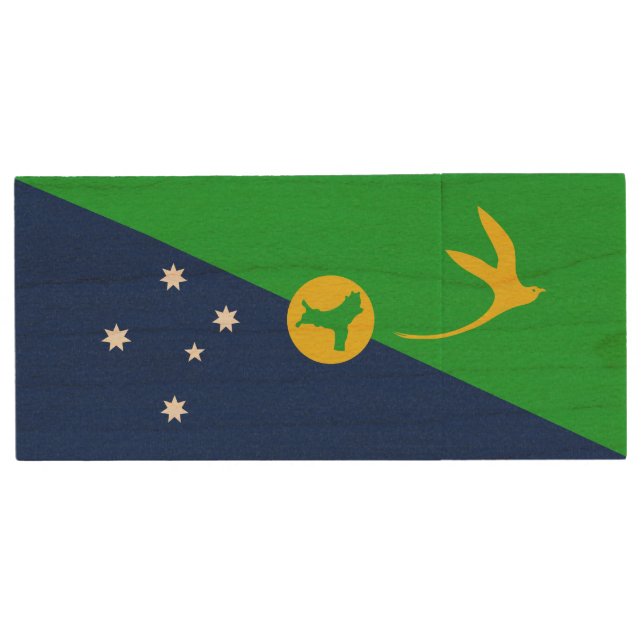 Christmas Island Flag Wood Flash Drive (Front)