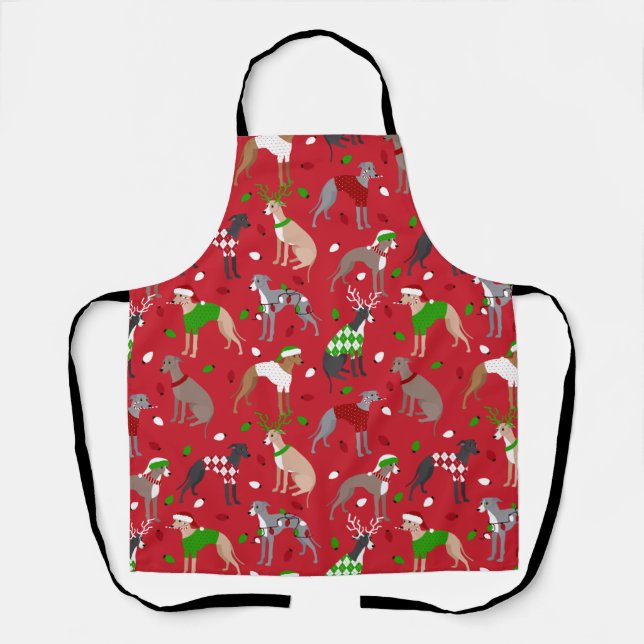 Christmas Italian Greyhound Dog Apron (Front)