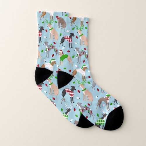 Christmas Italian Greyhound Dog Socks