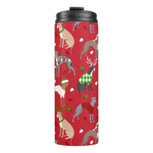 Christmas Italian Greyhound Dog Thermal Tumbler