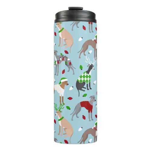 Christmas Italian Greyhound Dog Thermal Tumbler