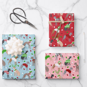 Christmas Italian Greyhound Dog Wrapping Paper Sheets