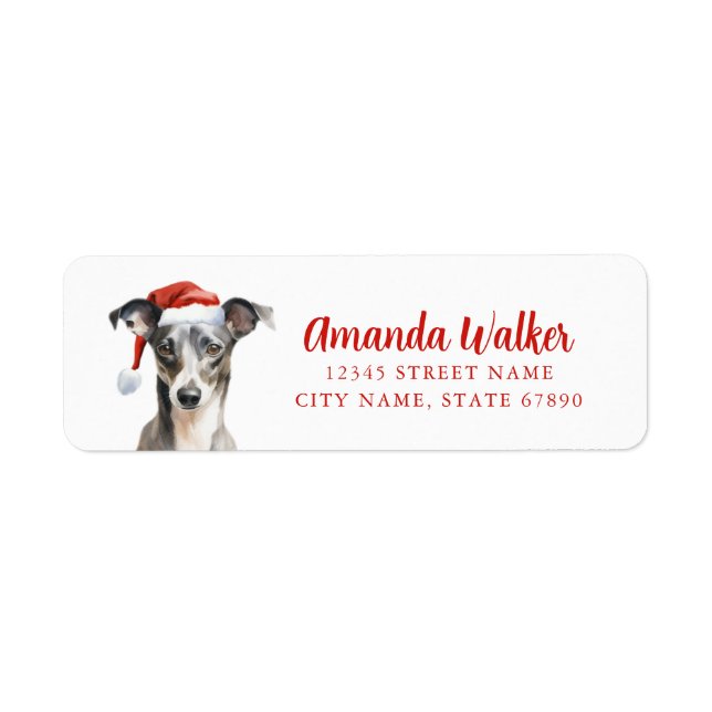 Christmas Italian Greyhound Return Address Labels (Front)