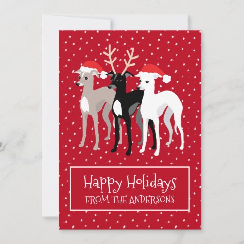 Christmas  Italian Greyhounds Flat Holiday Card