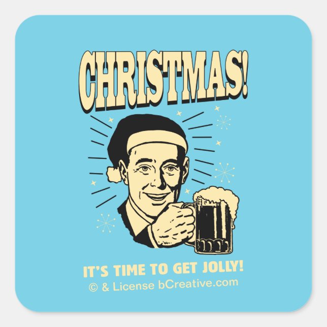 Christmas: It's Time To Get Jolly Square Sticker (Front)