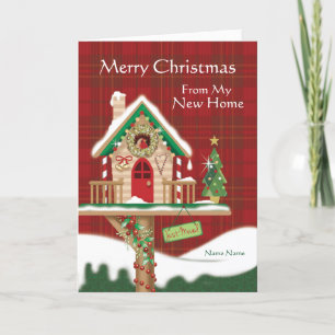 Christmas, I've Moved, Cute Birdhouse Card