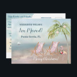 Christmas I've Moved Watercolor Beach Moving  Announcement Postcard<br><div class="desc">I've Moved Watercolor Beach -- peaceful and gentle scene with two beach chairs.  Just waiting for you to come visit.  Lots to personalize on this card as well as sending best wishes for the holidays.  Any design questions,  just send an email to charmdesignstudio@rcn.com and we'll be delighted to assist.</div>