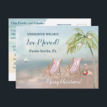 Christmas I've Moved Watercolor Beach Moving  Announcement Postcard<br><div class="desc">I've Moved Watercolor Beach -- peaceful and gentle scene with two beach chairs.  Just waiting for you to come visit.  Lots to personalize on this card as well as sending best wishes for the holidays.  Any design questions,  just send an email to charmdesignstudio@rcn.com and we'll be delighted to assist.</div>
