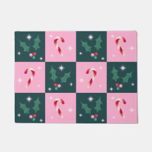 Christmas Ivy, Candy Cane with Stars Checkerboard