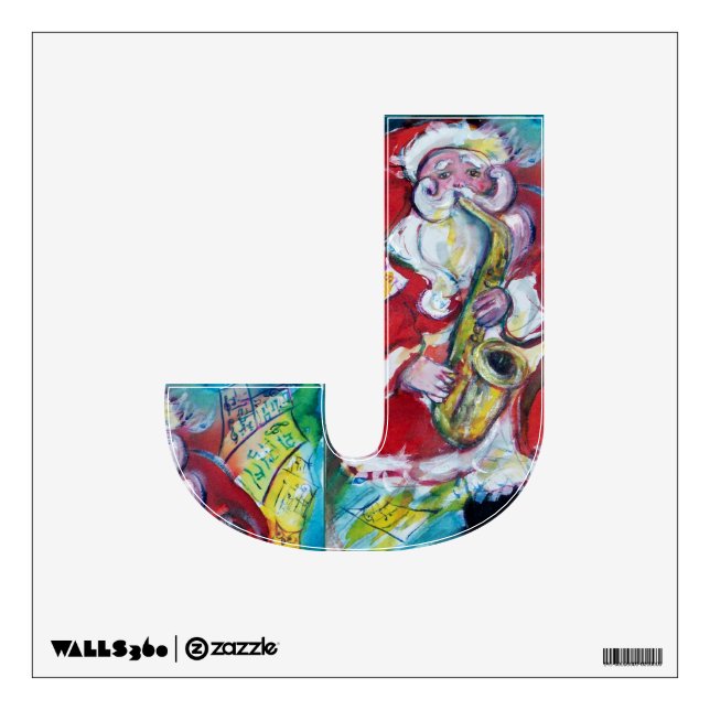 CHRISTMAS J LETTER /SANTA AND SAX, CHRISTMAS PARTY WALL STICKER (Front)