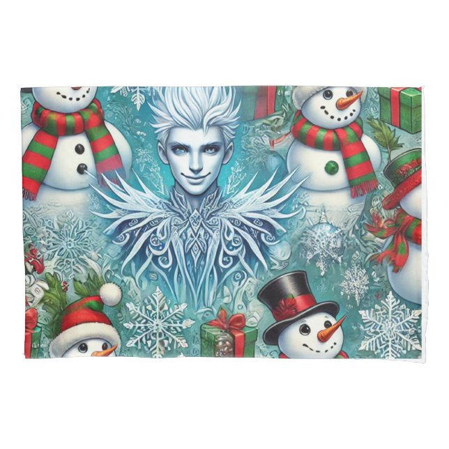 christmas jack frost and snowman pillow case (Front)