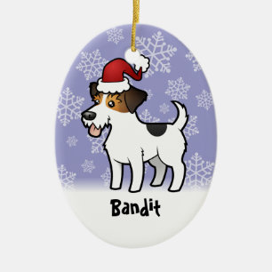 Christmas Jack Russell Terrier (add pets name) Ceramic Ornament