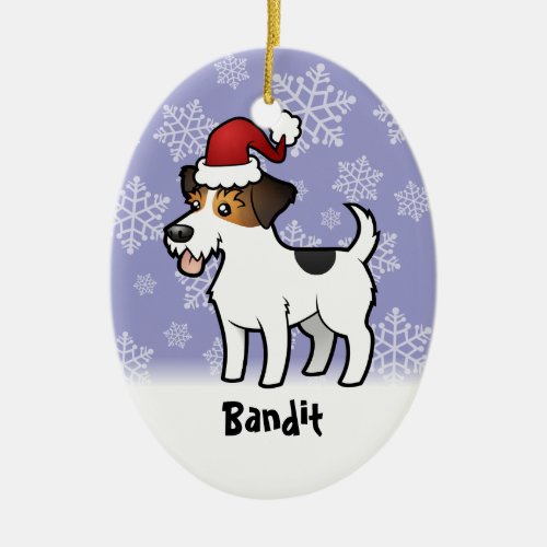 Christmas Jack Russell Terrier add pets name Ceramic Ornament