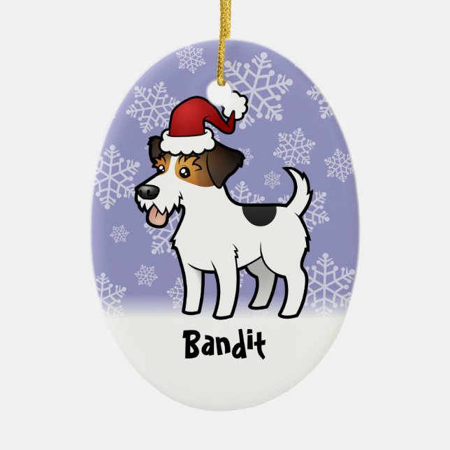 Christmas Jack Russell Terrier (add pets name) Ceramic Ornament (Front)