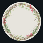 Christmas Jam Canning Rustic Homemade Mason Jar Classic Round Sticker<br><div class="desc">Rustic and modern Christmas homemade jam canning mason jar sticker with a lovely Christmas holiday wreath with greenery and berries on a light gray background. Simply add your name and the product name to the label. Exclusively designed for you by Happy Dolphin Studio. If you need any help or matching...</div>