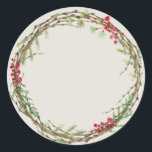 Christmas Jam Canning Rustic Homemade Mason Jar Classic Round Sticker<br><div class="desc">Rustic and modern Christmas homemade jam canning mason jar sticker with a lovely Christmas holiday wreath with greenery and berries on a light gray background. Simply add your name and the product name to the label. Exclusively designed for you by Happy Dolphin Studio. If you need any help or matching...</div>
