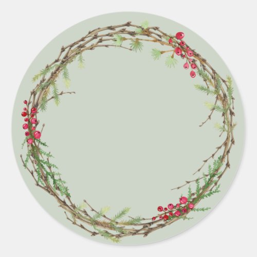 Christmas Jam Canning Rustic Homemade Pastel Green Classic Round Sticker