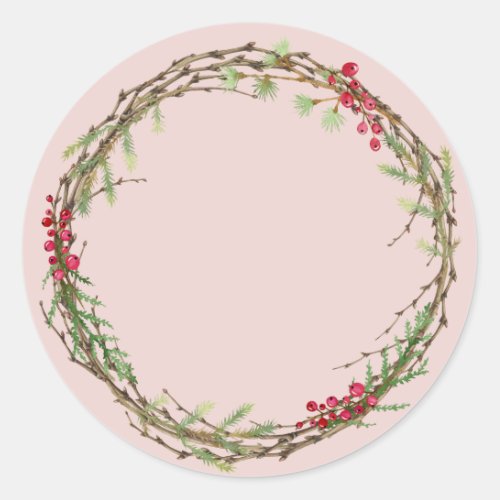 Christmas Jam Canning Rustic Homemade Pastel Pink Classic Round Sticker