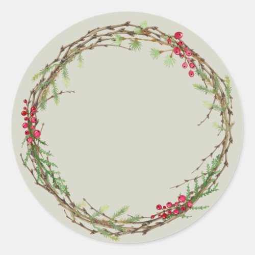 Christmas Jam Canning Rustic Homemade Sage Green Classic Round Sticker