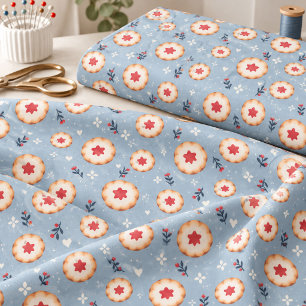 Christmas Jam Cookies Blue Holiday Baking Pattern Fabric