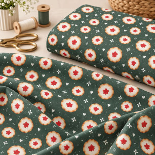 Christmas Jam Cookies Green Holiday Baking Pattern Fabric