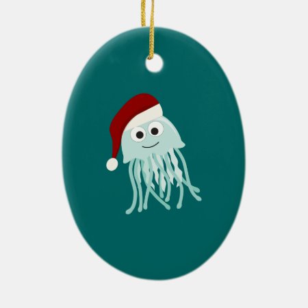 Christmas Jellyfish Ceramic Ornament